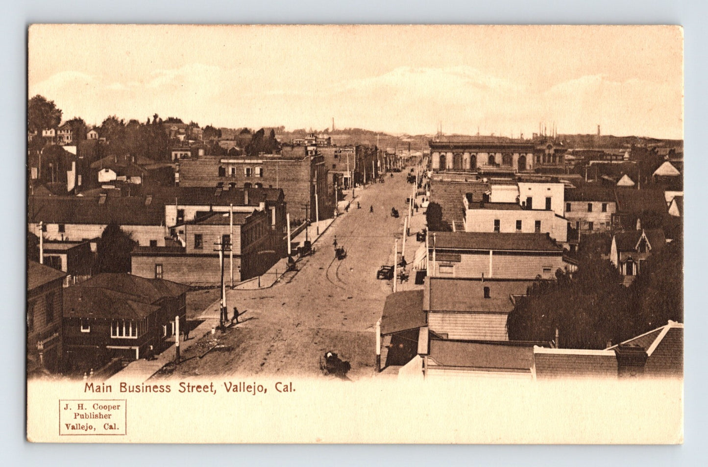 Vallejo California Georgia Street downtown business district early 1900s postcard