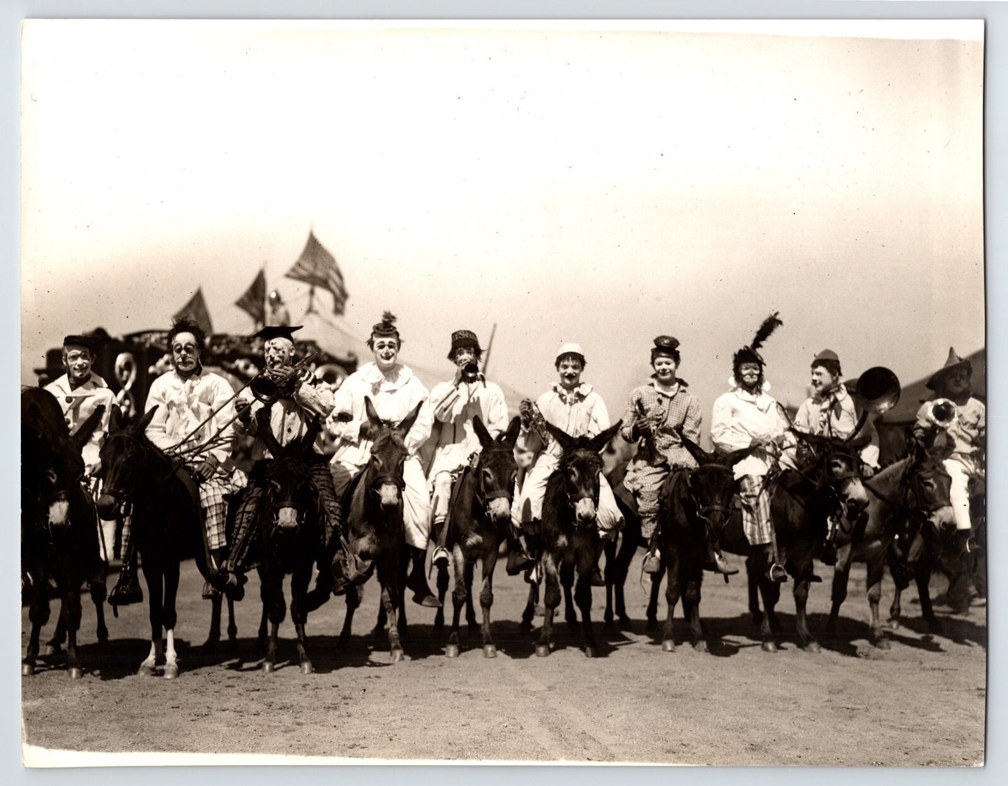 Sells Floto Circus Clowns 1940s Photo Riding Mule Brigade 8 x 10