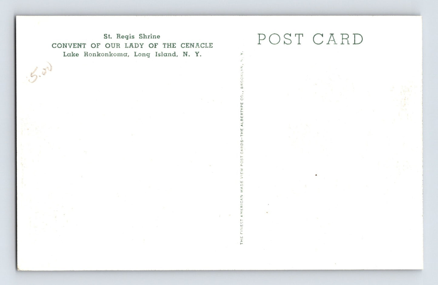 Lake Ronkonkoma New York Long Island Cenacle Convent Regis Shrine 1930s Postcard