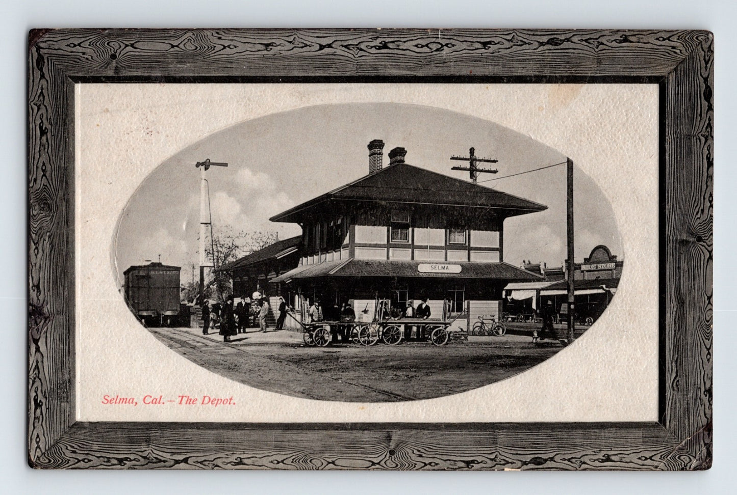 Selma California Railroad Depot 1915 Postcard Posted Divided Back