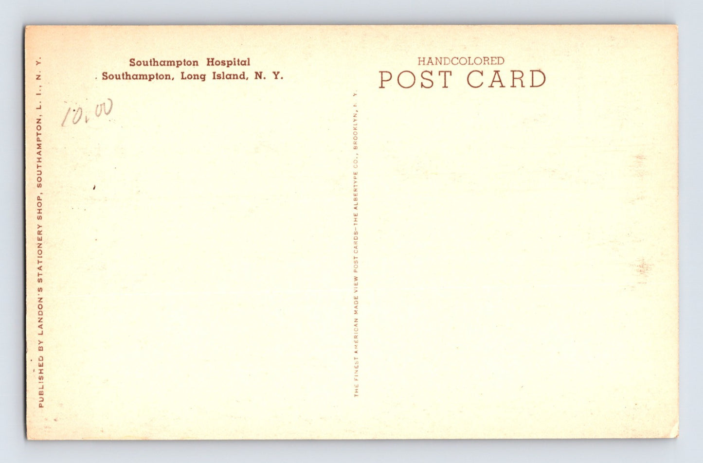 Southampton New York Hospital Aerial 1930s Albertype Postcard