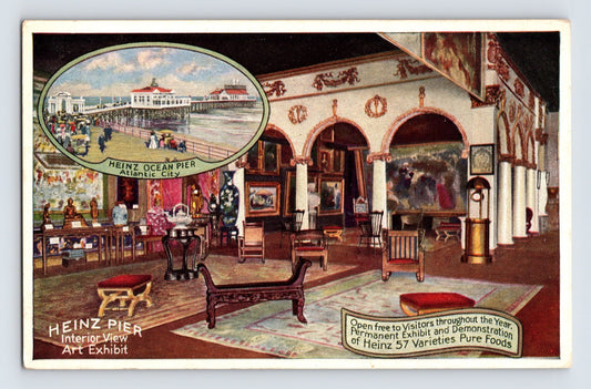 Heinz Ocean Pier Atlantic City interior art exhibit postcard 57 varieties display