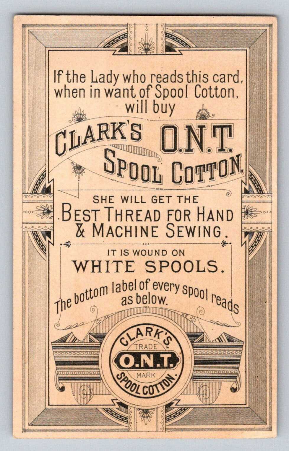 Clarks O.N.T. Jumbo Elephant Arrival Sewing 1890s Victorian Trade Card 3 x 4.5