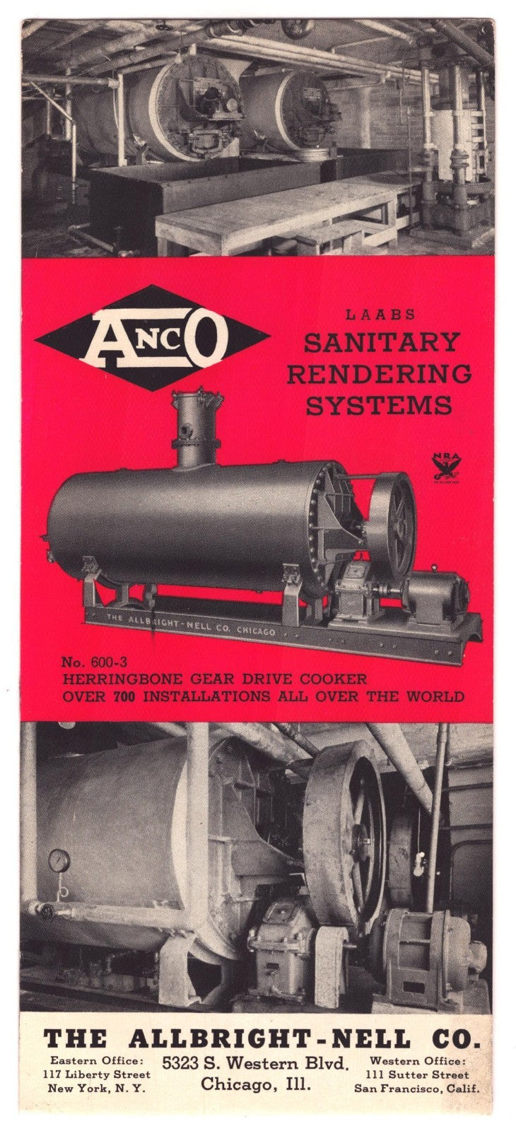 Allbright Nell Company sanitary rendering systems machinery ANCO lard rendering industrial equipment 1940s advertising blotter