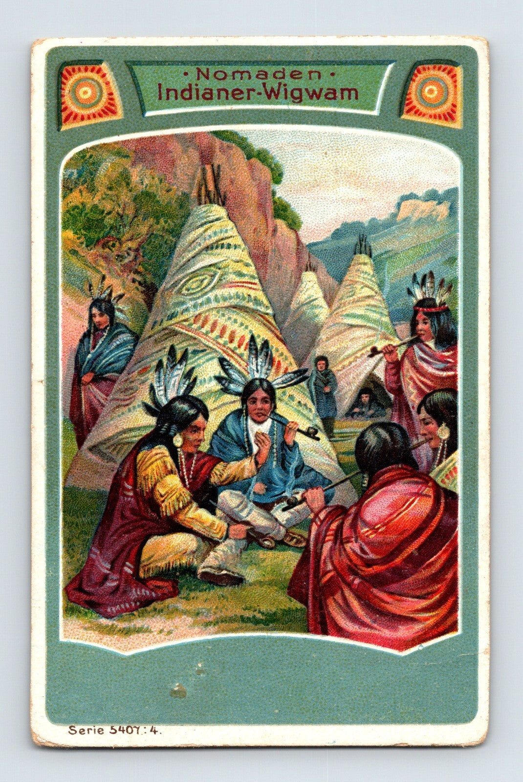 Native American Wigwam Tepee Nomaden 1890s Victorian Trade Card - 2.5 x 4