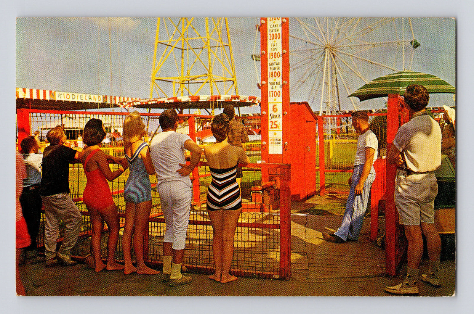 Norfolk Virginia Ocean View amusement park ferris wheel swimsuits 1960s postcard