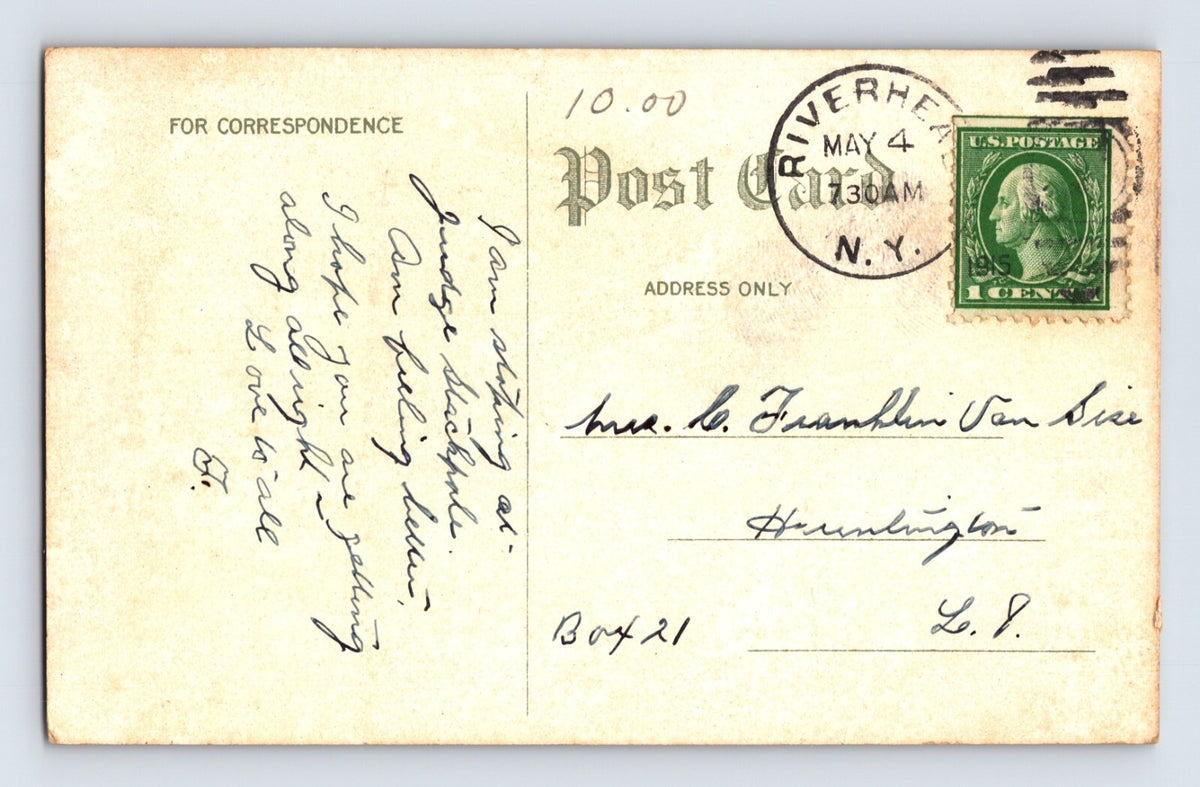Riverhead New York Long Island Main Street Ostrander Avenue 1910s Postcard