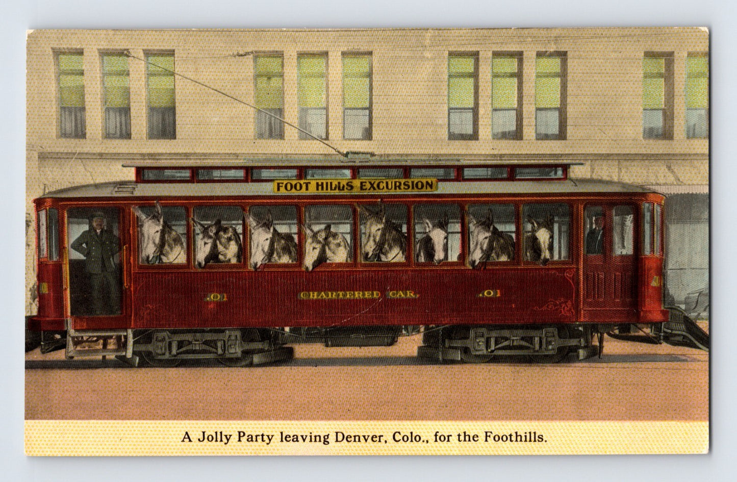 Denver Colorado Railroad Train Foothills Excursion Horses 1910s Postcard