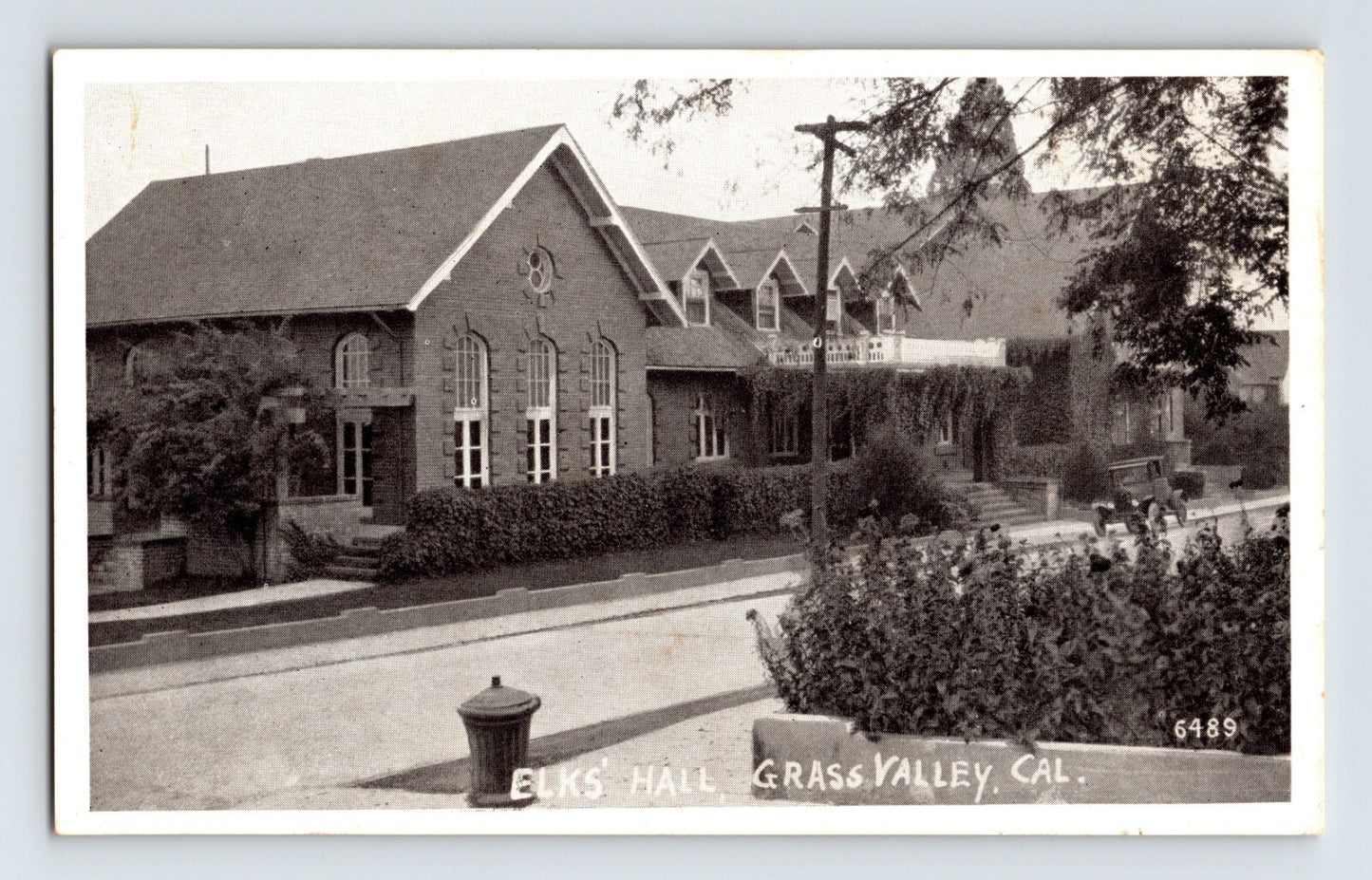 Grass Valley California Elks Hall BPOE building street view 1940s postcard