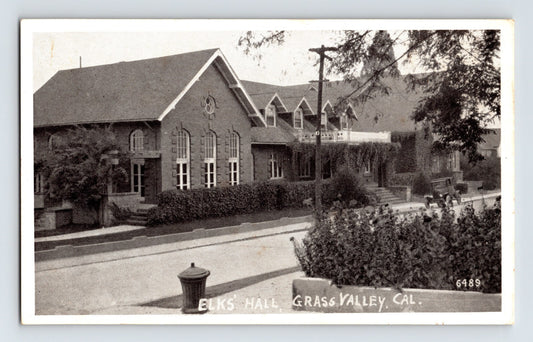 Grass Valley California Elks Hall BPOE building street view 1940s postcard