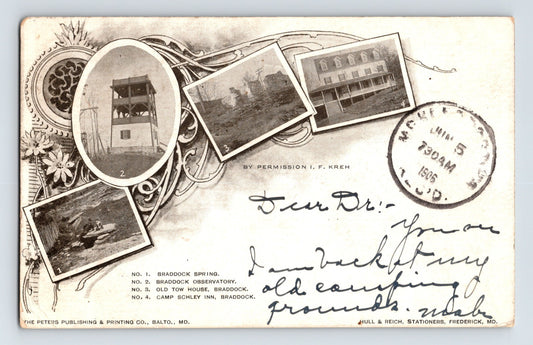 Braddock Maryland Multi View 1906 Postcard Posted Undivided Back