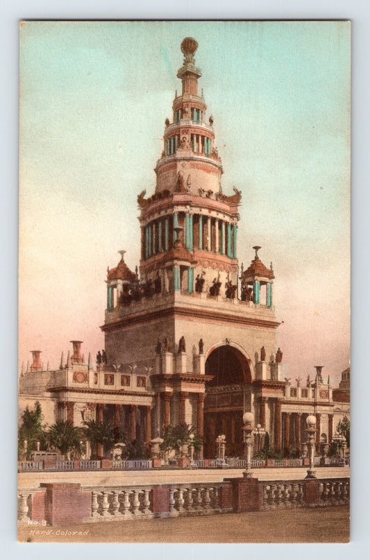 San Francisco California 1915 PPIE Tower of Jewels exposition building architectural tower Albertype postcard
