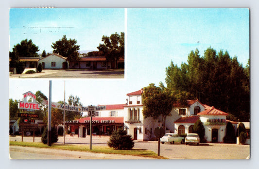 Boise Idaho Mission Motel multi view roadside motel neon sign cars 1960 chrome postcard