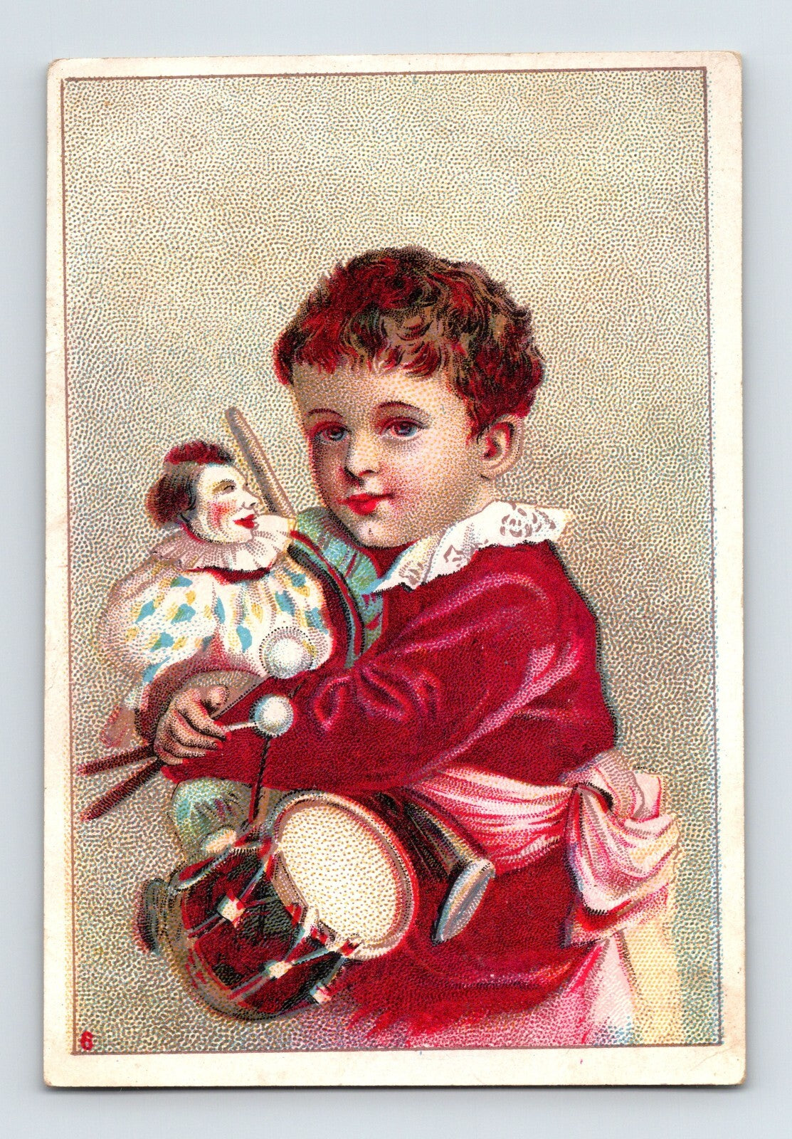 Chicago Erie Stove Company 1890s Trade Card Child Clown Doll 2.5 x 4