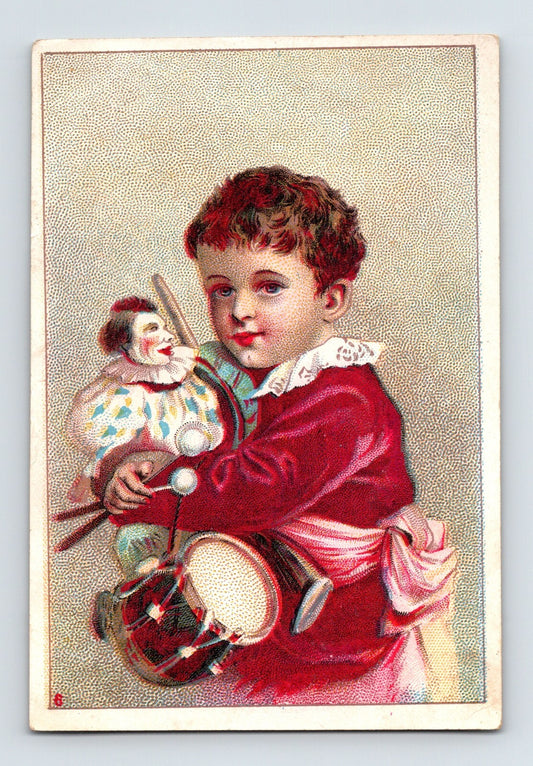Chicago Erie Stove Company 1890s Trade Card Child Clown Doll 2.5 x 4