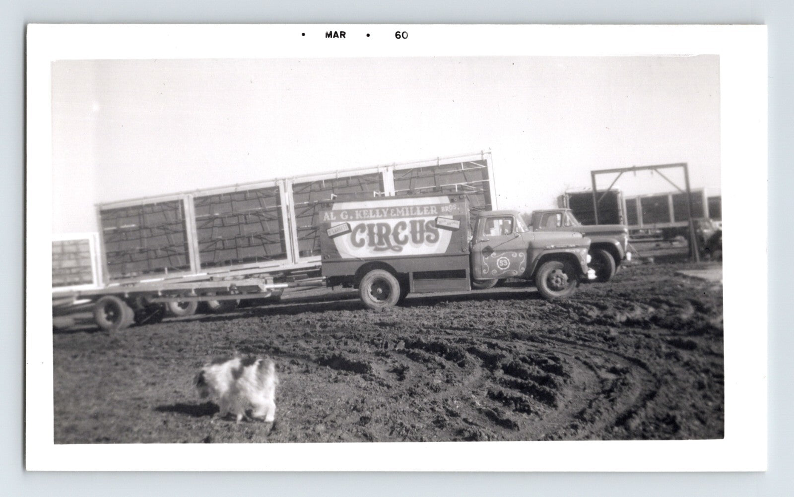 Kelly Miller Circus truck flatbed bleachers Hugo Oklahoma 1960 photo