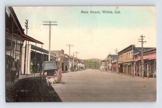 Willits California Main Street bakery storefronts downtown 1910s postcard