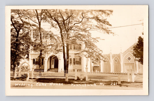Kennebunk Maine Wedding Cake House ornate gothic revival home 1944 RPPC postcard