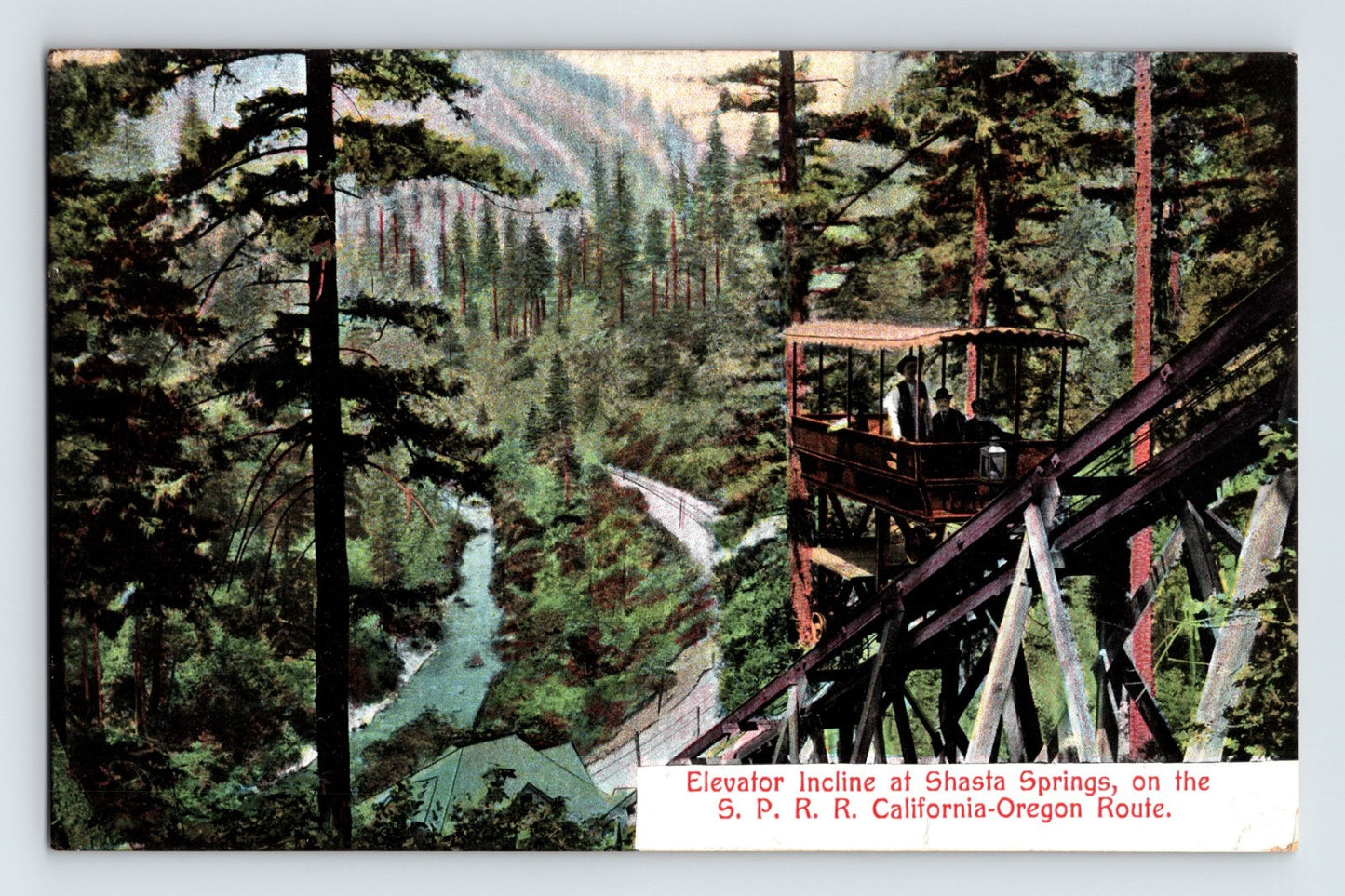 Shasta Springs California Elevator Incline Railway 1909 Postcard Posted Divided