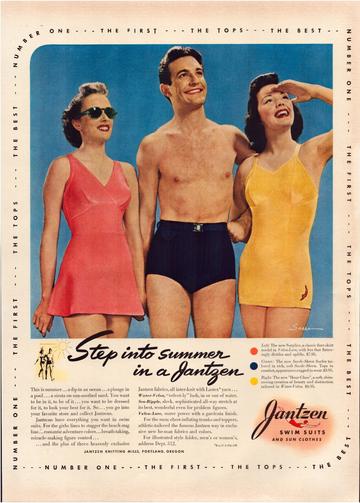 Jantzen Swim Suits 1940 Pin Up Full Page 10.5 x 13.5