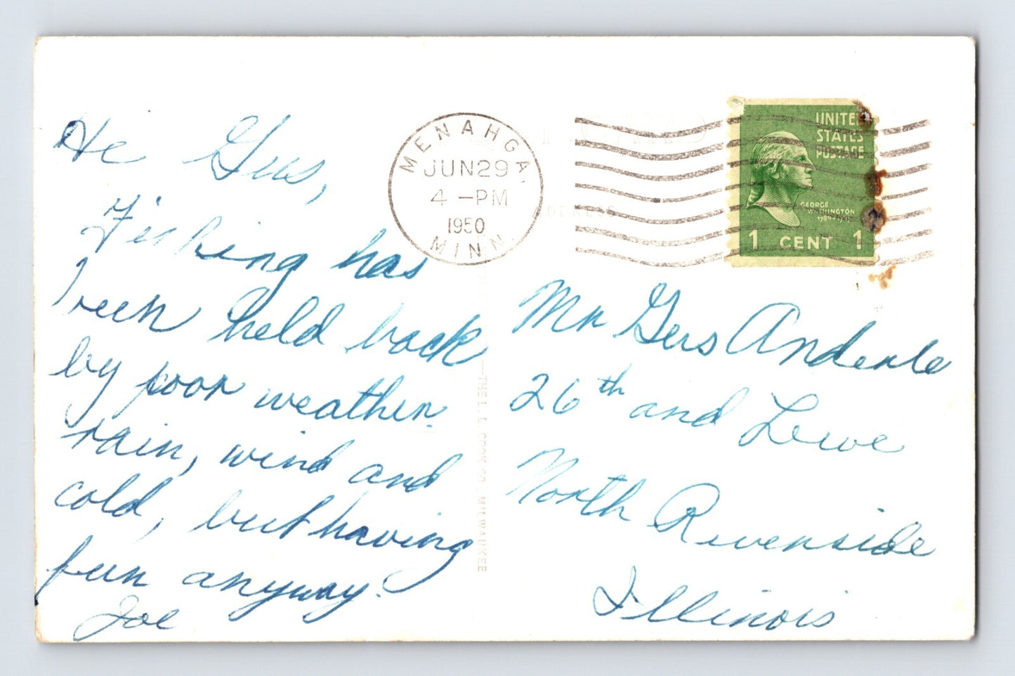 Park Rapids Minnesota Bartz Resort Stoney Lake 1950s RPPC Postcard Posted