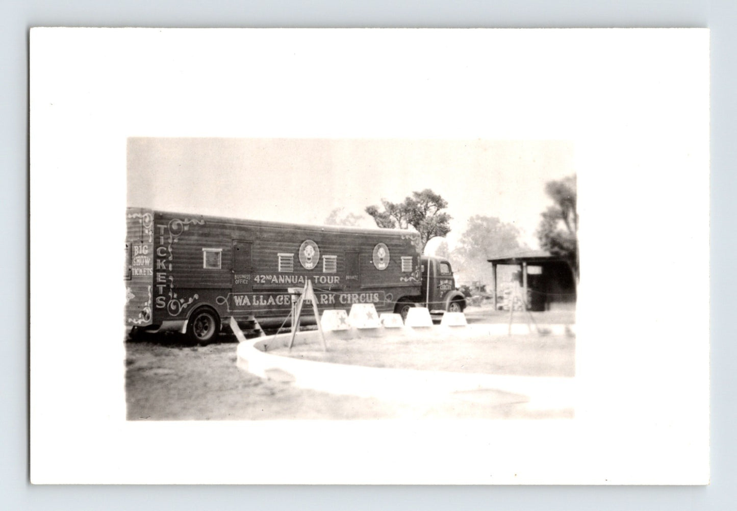 Wallace Clark Circus 1960 ticket truck trailer booth roadside setup photo