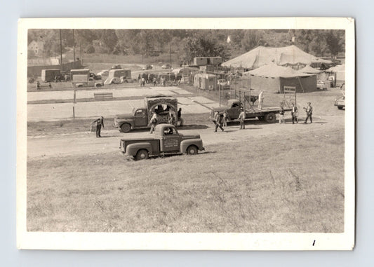 King Bros Cristiani Circus trucks parade wagon big top Helena Arkansas 1950s photo