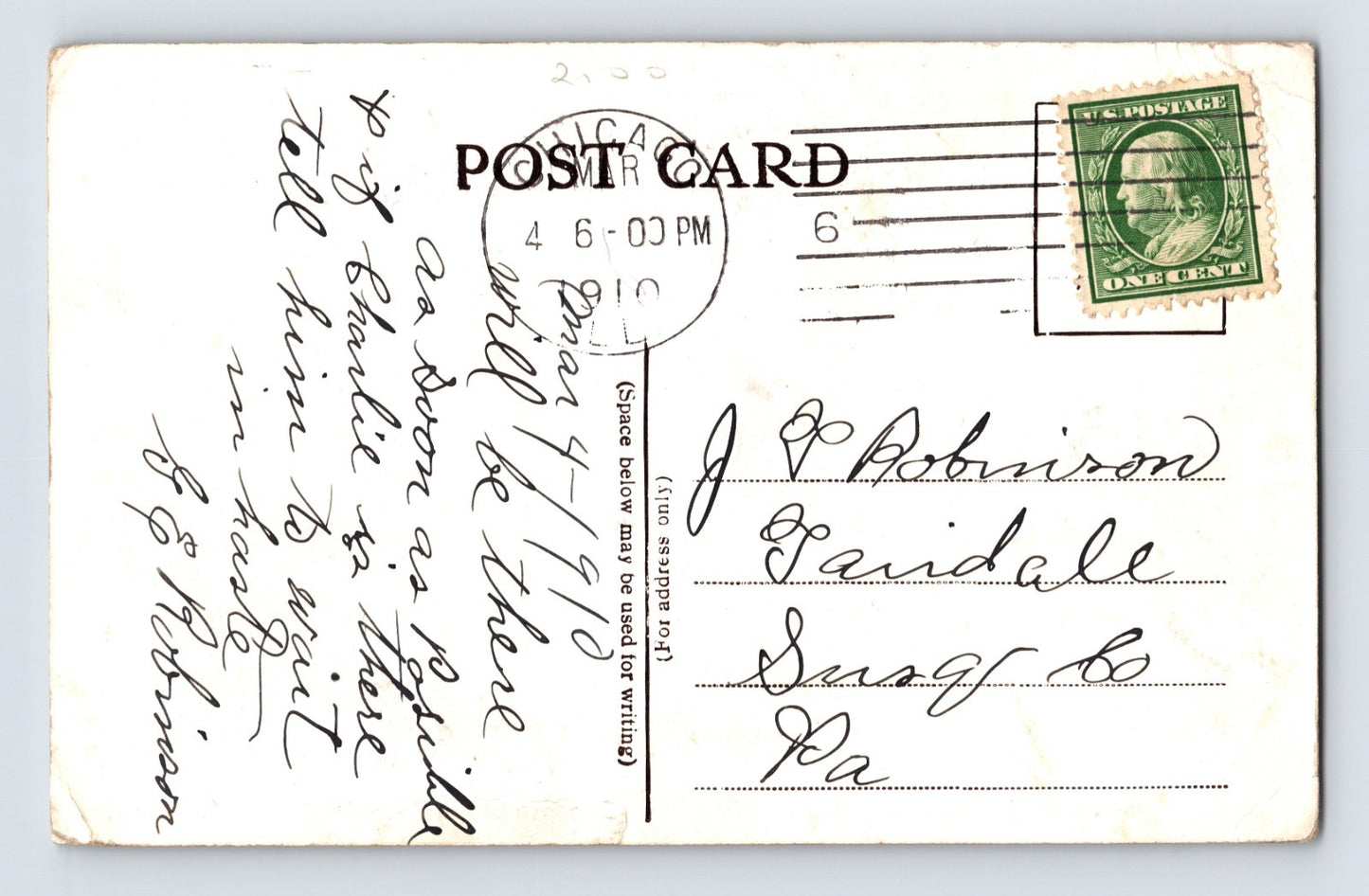 Chicago Illinois Clay Robinson Stock Yards Office 1910 Postcard Posted Divided