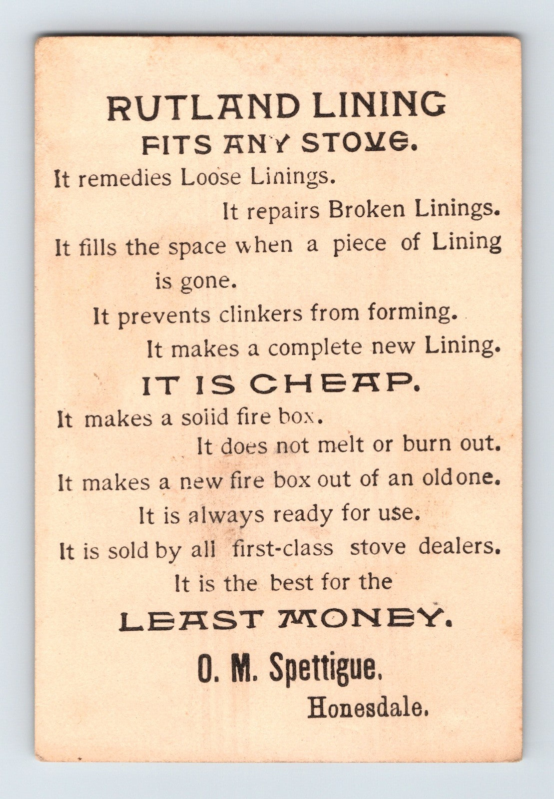 Rutland Stove Lining Child Basket 1890s Victorian Trade Card 4 x 2.75