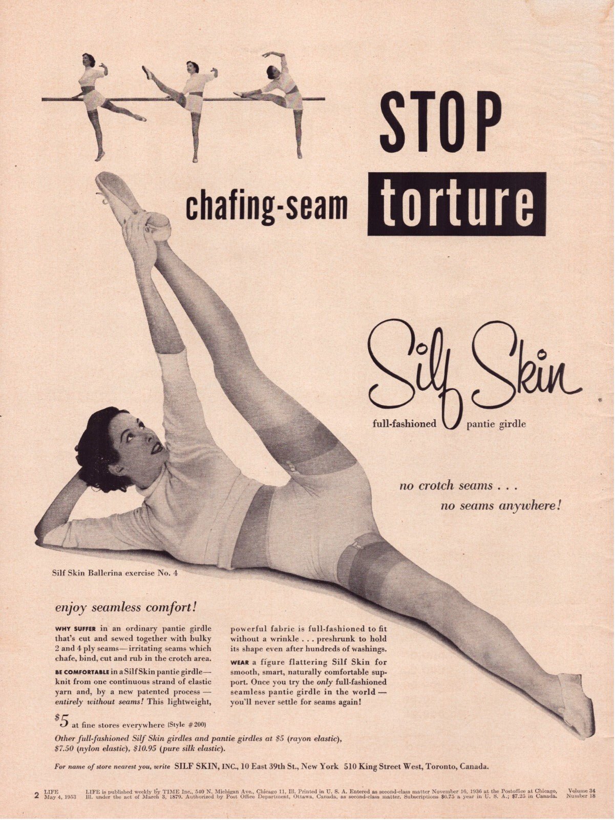 Silf Skin Girdle Panty 1953 Print Ad Seamless Comfort Design 10.5 x 13.5