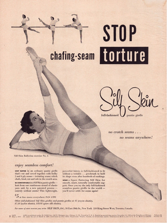 Silf Skin Girdle Panty 1953 Print Ad Seamless Comfort Design 10.5 x 13.5