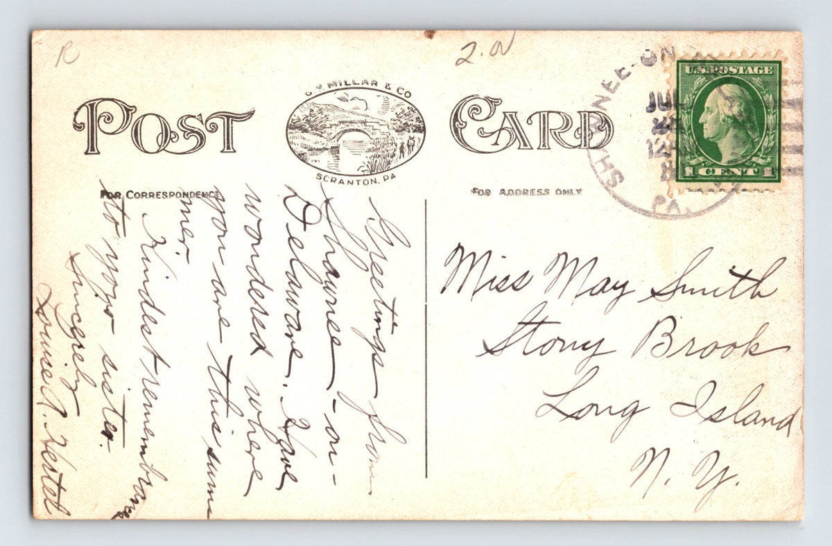 Shawnee Pennsylvania Main Street Delaware 1910s Postcard Posted Divided Back