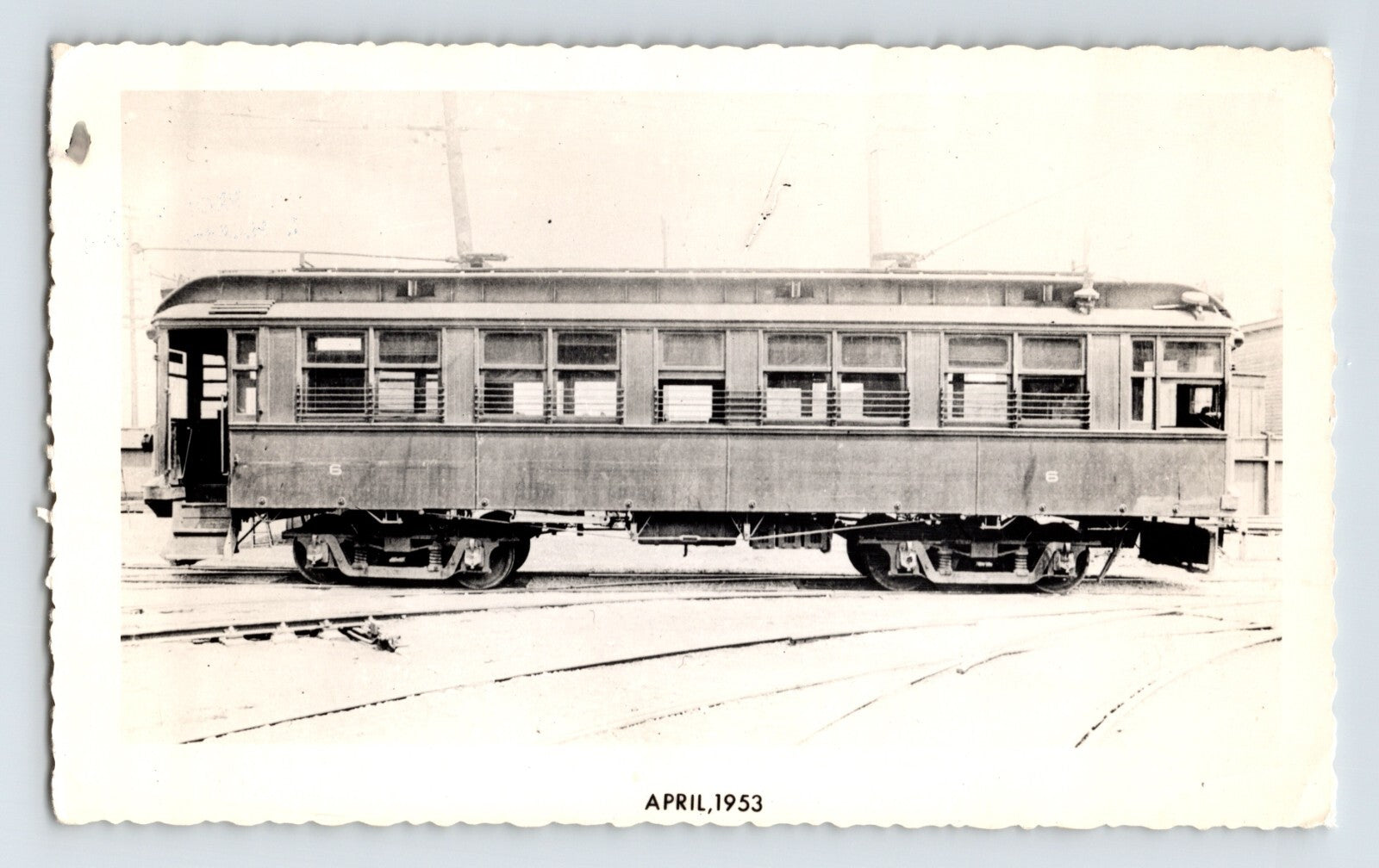East St Louis Suburban Railway passenger car interurban train April 1953 photograph