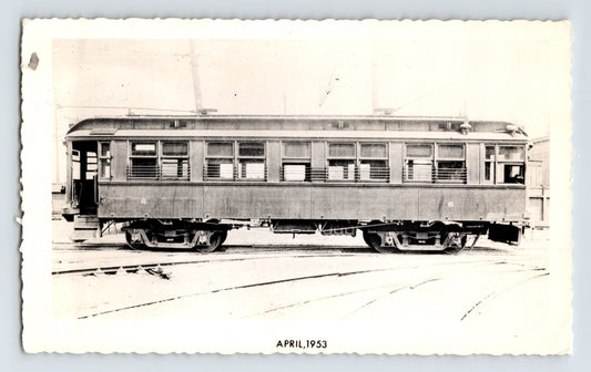 East St Louis Suburban Railway passenger car interurban train April 1953 photograph