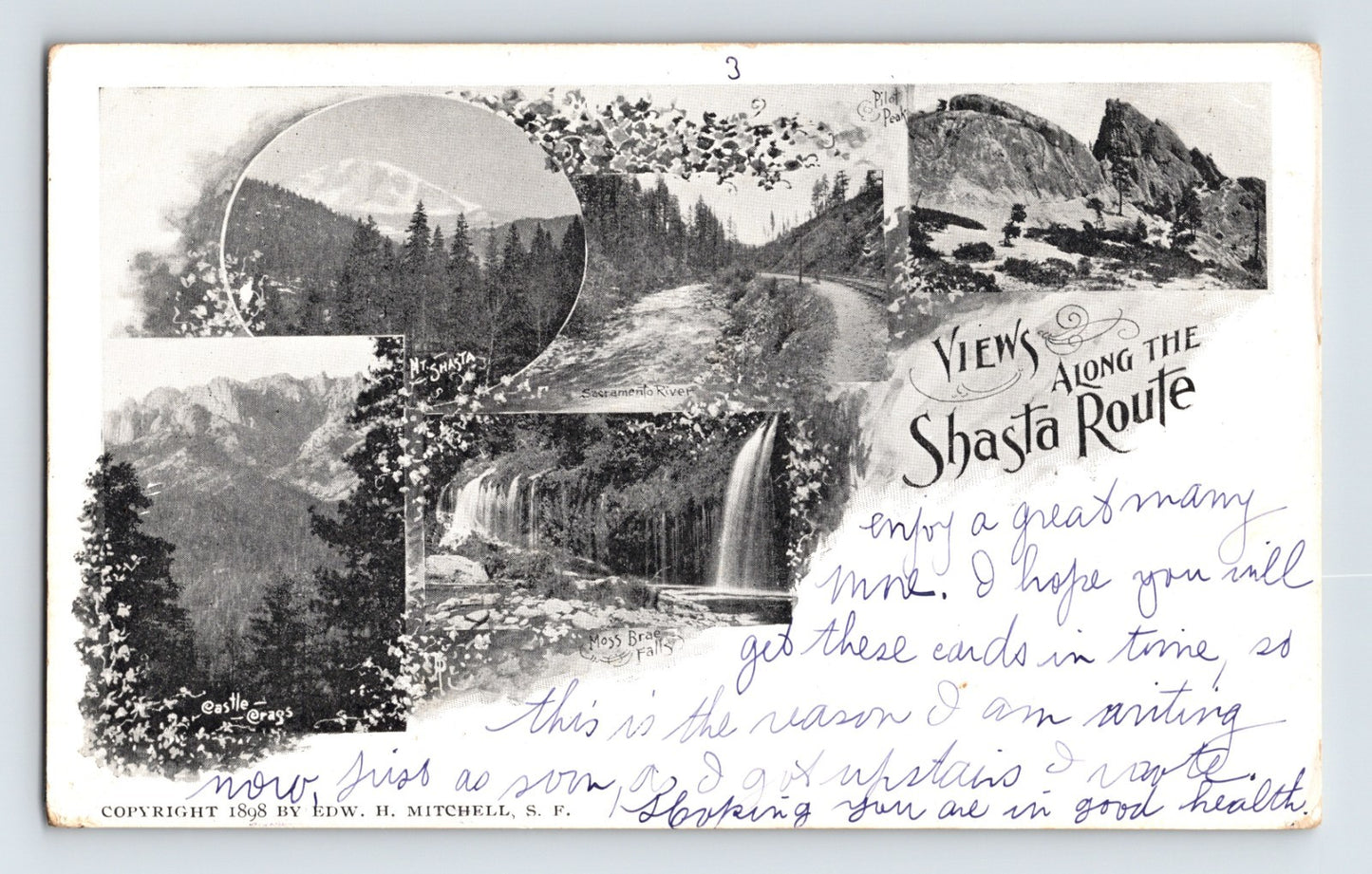 California Shasta Route Multi View Pre-1907 Postcard Unposted Undivided PMC