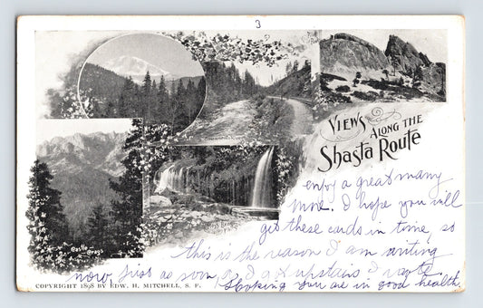 California Shasta Route Multi View Pre-1907 Postcard Unposted Undivided PMC