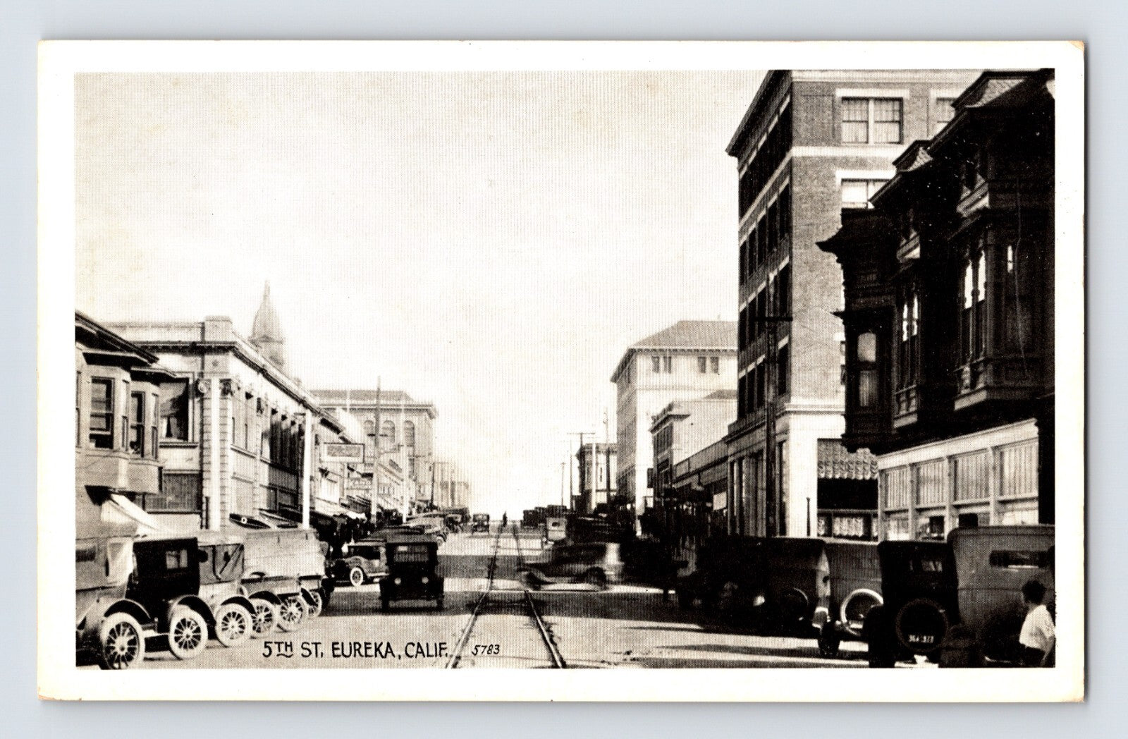 Eureka California 5th Street downtown early automobiles 1910s postcard
