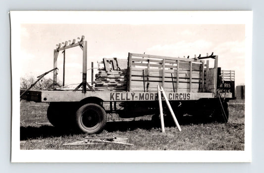 Kelly Morris Circus rigging truck loaded with poles and equipment 1951 black and white photo