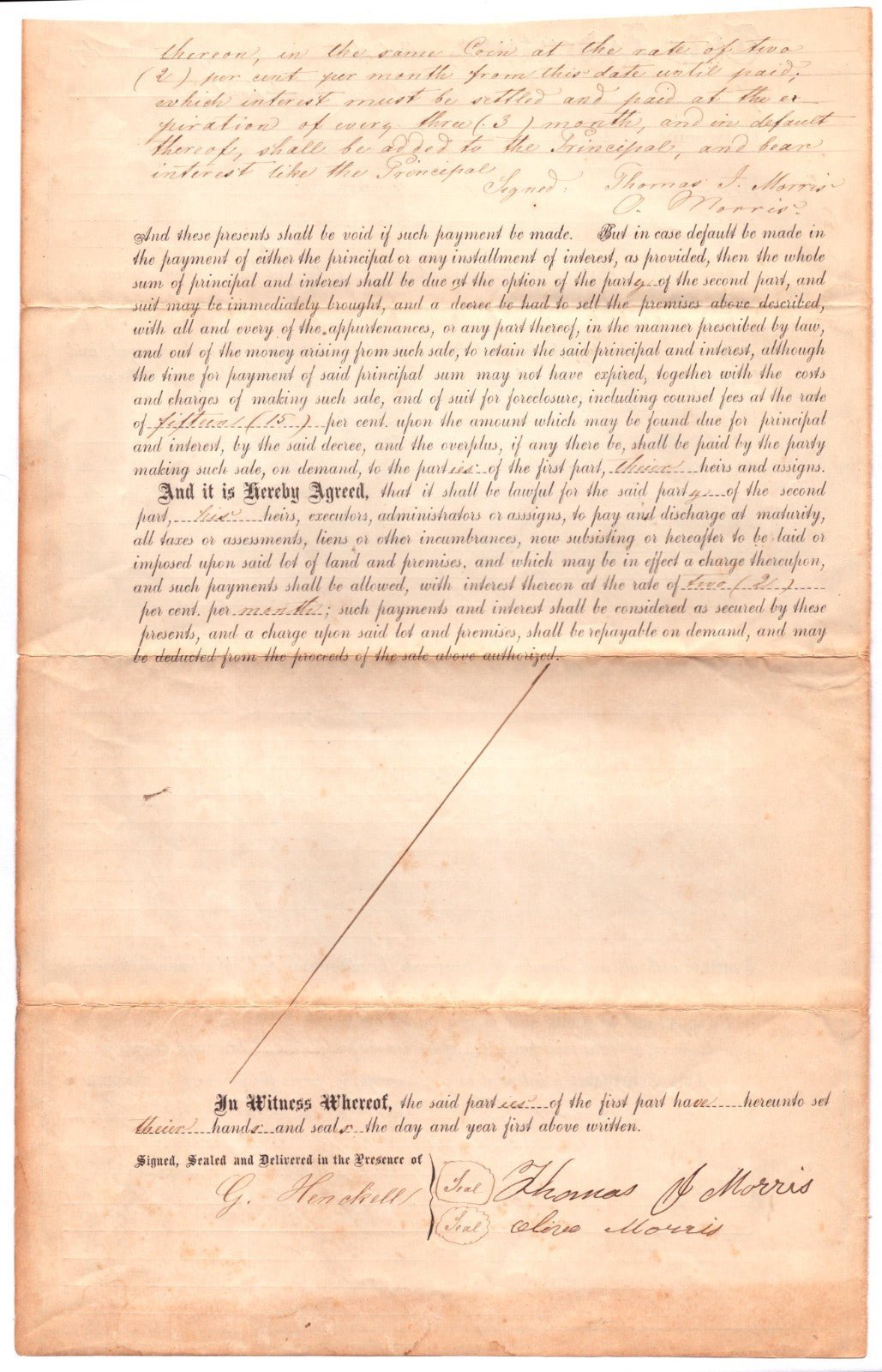 Sonoma County California 1868 Property Deed Title 8 x 13