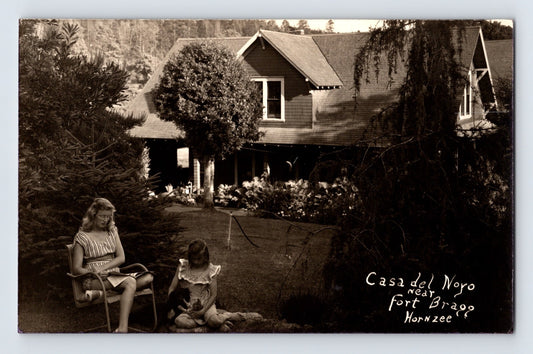 Fort Bragg California Casa del Noyo house hotel garden children 1940s RPPC
