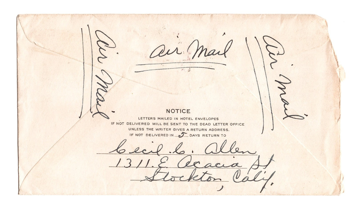 Cincinnati Ohio 1940 Hotel Metropole Letterhead + Envelope Cover