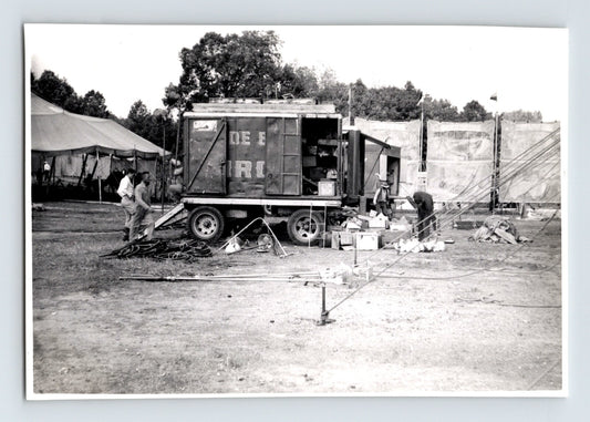 Clyde Beatty Circus equipment trailer wagon crew setup 1950s circus photo