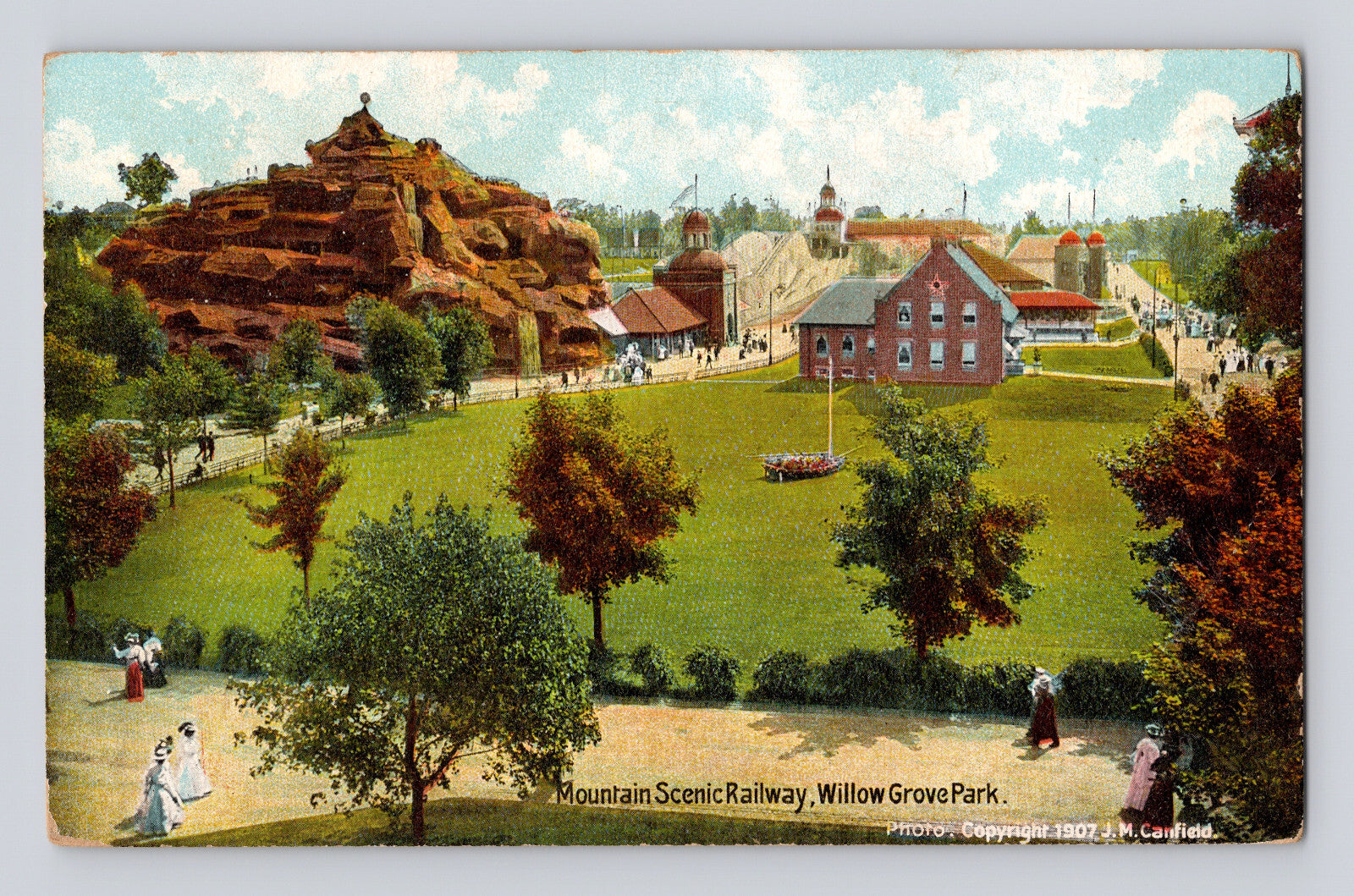 Willow Grove Park Pennsylvania mountain scenic railway amusement park 1910s postcard