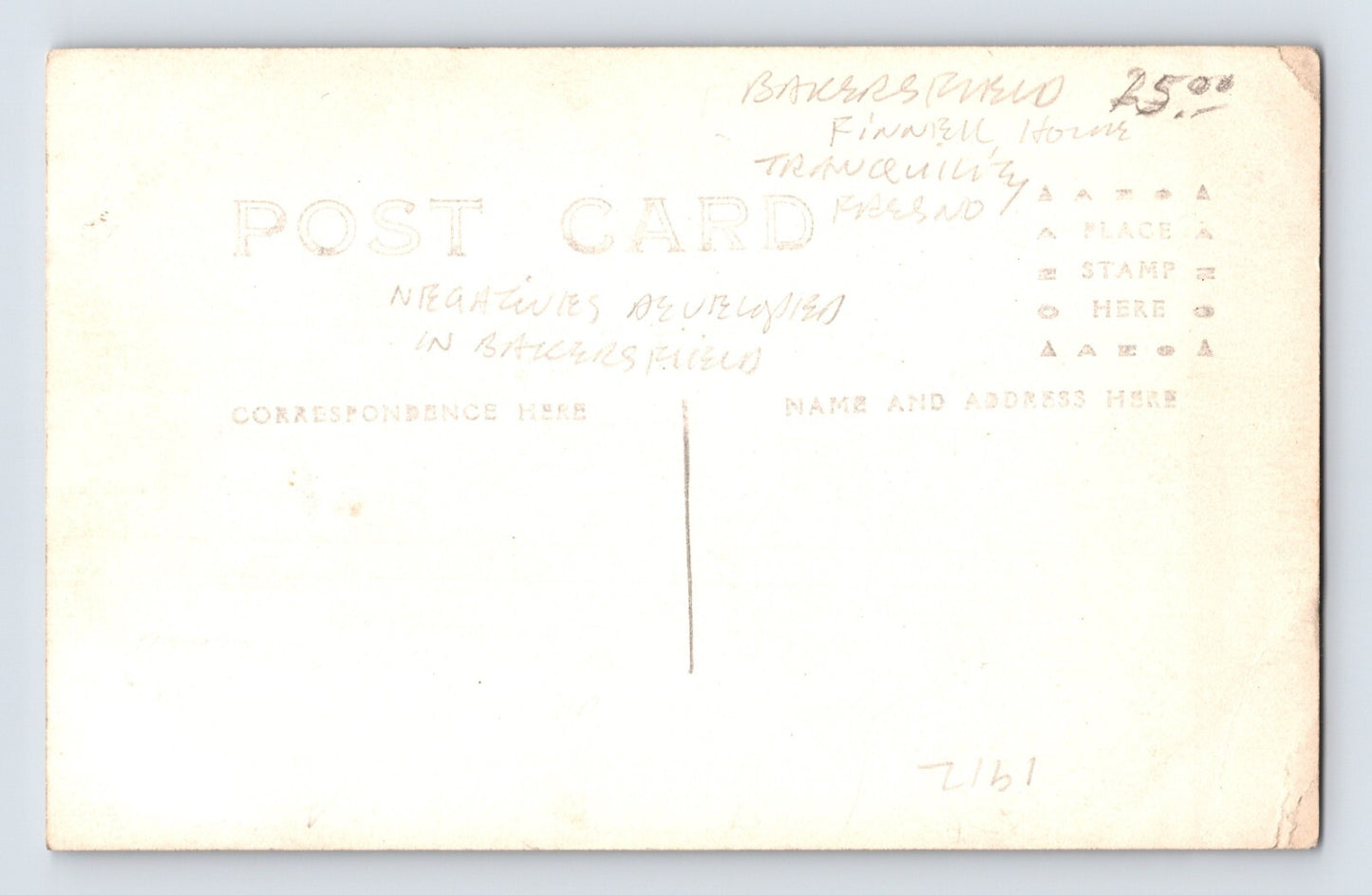 Tranquility California Finniell House Farm 1910s RPPC Postcard Unposted
