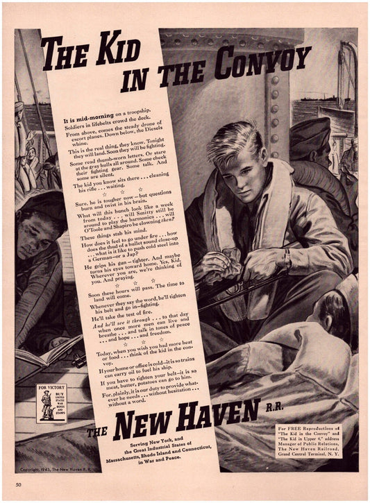 New Haven Railroad Train 1943 Print Ad World War II Full Page 10.5 x 13.5