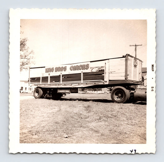 King Bros Circus 1956 flatbed trailer truck side view circus transport photo