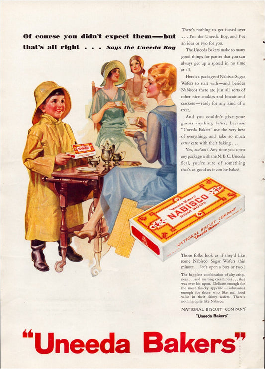 Nabisco Uneeda Bakers Cookies Sugar Wafers 1930 Print Ad 8 x 11.5