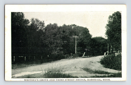 Marshall Minnesota Whitneys Grove Third Street Bridge 1920s Postcard Unposted