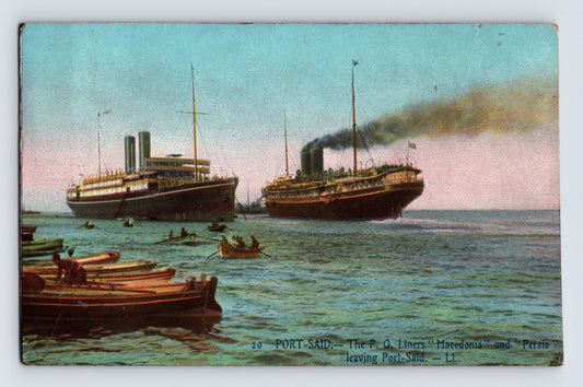 Port Said Egypt Peninsular Oriental Line Macedonia Persia 1909 Postcard Posted