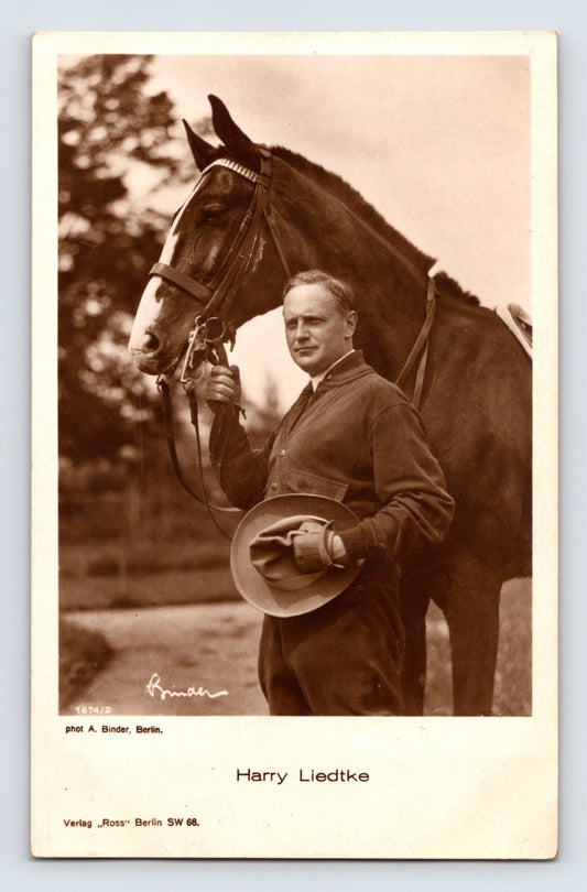 Harry Liedtke German silent film star portrait with horse Ross Verlag Berlin photo postcard